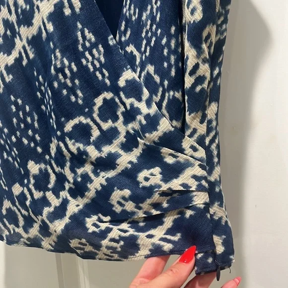 Lauren Ralph Lauren LINEN V-neck wrap
Silk tank top Cream Indigo vintage luxury - Picture 5 of 9